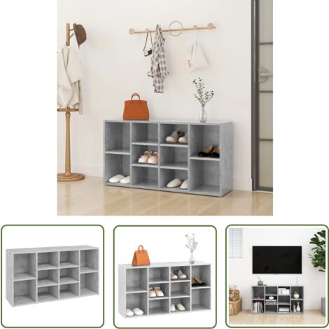 The Living Store Banc à chaussures Gris béton 103x30x54,5 cm Bois d’ingénierie - Meuble Rangement Chaussures - Banc Chaussure - Range Chaussures - Organiseur Chaussures - Placard Chaussures