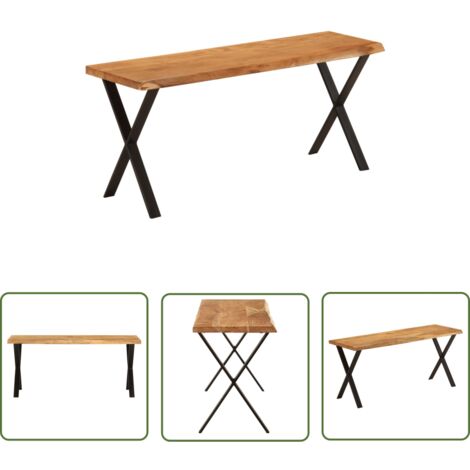 The Living Store Banc avec bord vivant 105 cm bois d'acacia massif - Banc Design - Banc Entrée - Banc Acacia - Meuble Salon - Mobilier Tendance