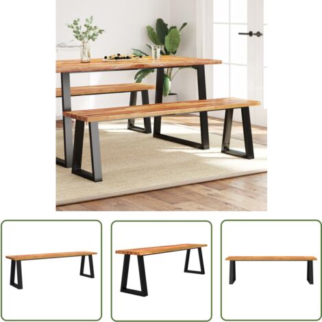 The Living Store Banc avec bord vivant 160 cm bois d'acacia massif - Banc Entrée - Banc Acacia - Banc Design - Meuble Salle À Manger - Mobilier Salon