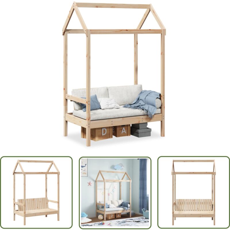 The Living Store - Banc avec toit 117,5x70x176,5 cm bois de pin massif - Banc Design - Banc Salle à Manger - Banc Entrée - Meuble Rangement