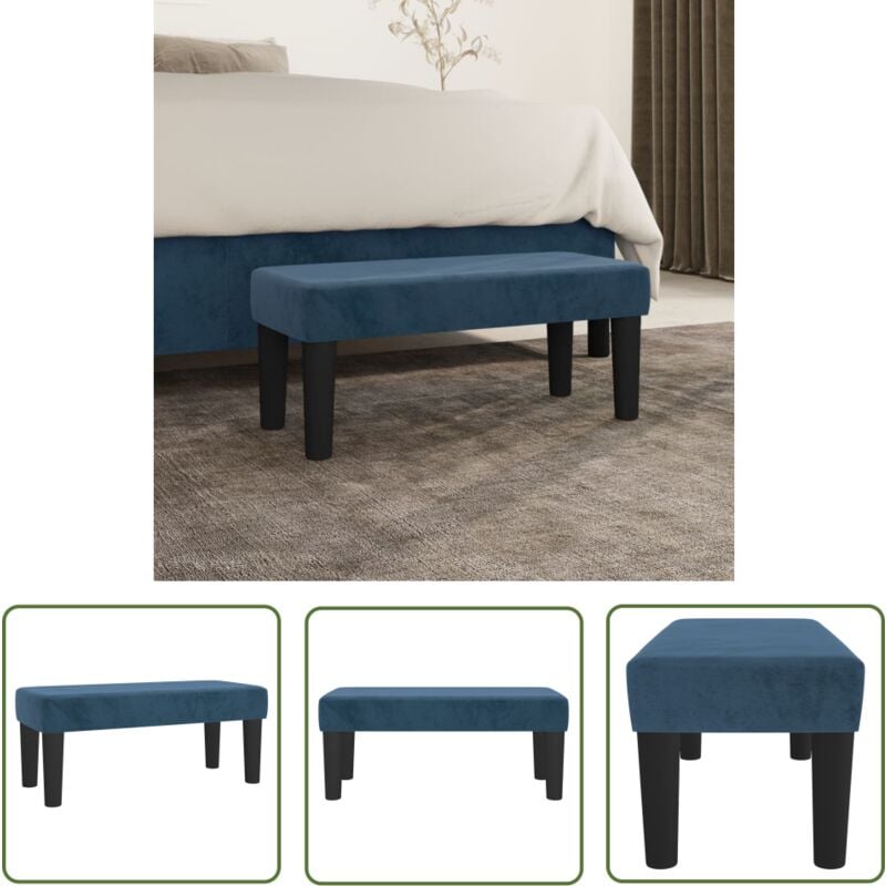 Banc Bleu foncé 70x30x30 cm Velours - Banc Design - Banc Velours - Banc Moderne - Meuble Salle à Manger - Chaise D'appoint - The Living Store