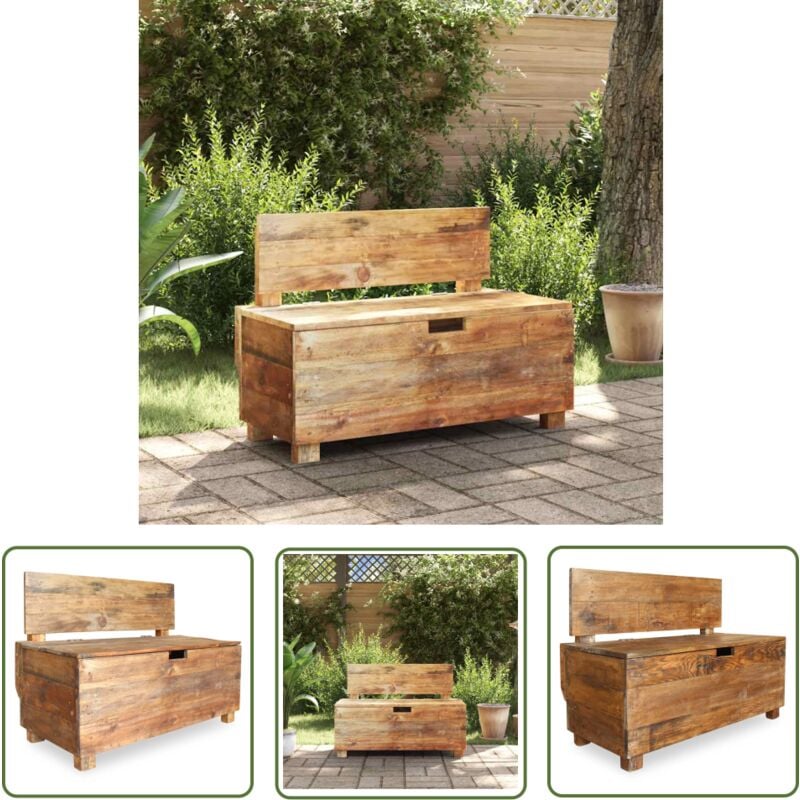 The Living Store Banc bois massif d'acajou 86x40x60 cm - Banc Bois - Banc Coffre - Meuble Rangement - Mobilier Rustique - Banc Design