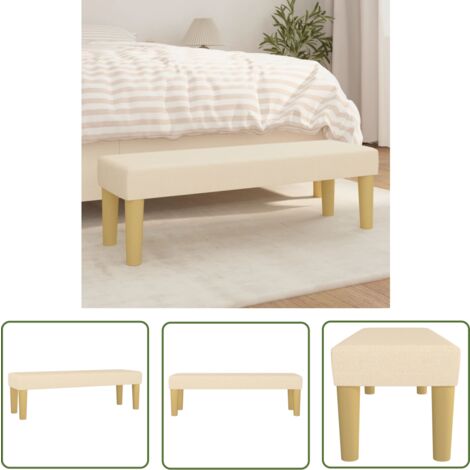 The Living Store Banc Crème 100x30x30 cm Tissu - Banc Design - Banc Moderne - Banc Salle À Manger - Rangement Sous Banc - Assise Confortable