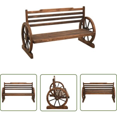 The Living Store Banc de jardin 112 cm bois de sapin massif - Banc De Jardin - Banc En Bois - Mobilier De Jardin - Chaise Longue - Salon De Jardin