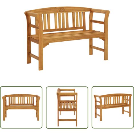The Living Store Banc de jardin 114 cm bois d'acacia solide - Banc De Jardin - Banc En Bois - Mobilier De Jardin - Décoration Extérieure - Acacia Massif