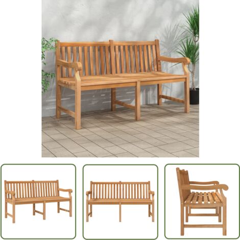 The Living Store Banc de jardin 150 cm bois de teck massif - Banc De Jardin - Mobilier De Jardin - Banc En Bois - Teck - Meubles De Jardin Durables