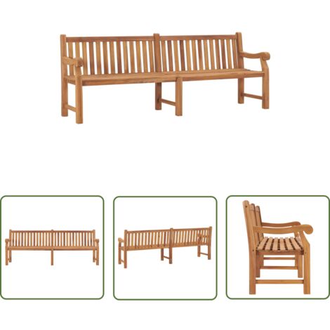 The Living Store Banc de jardin 228 cm bois de teck solide - Banc De Jardin - Mobilier De Jardin - Banc En Bois - Teck - Meubles De Jardin Durables