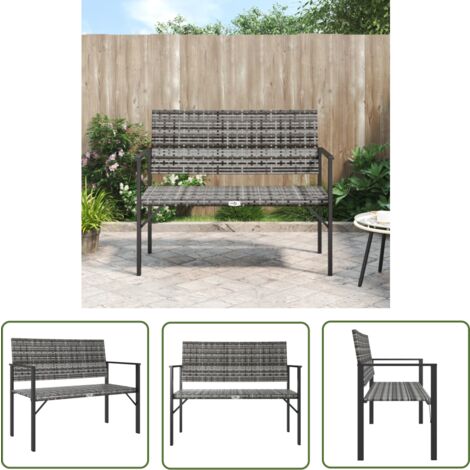 The Living Store Banc de jardin à 2 places gris résine tressée - Banc De Jardin - Mobilier De Jardin - Chaise Extérieure - Résine Tressée - Banc Deux Places
