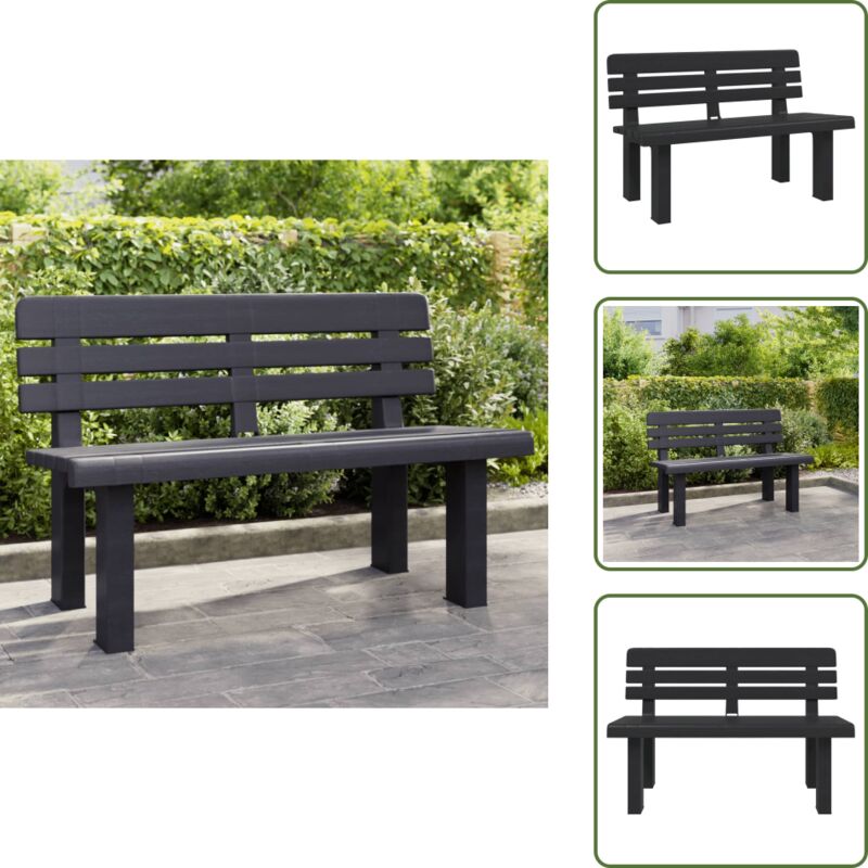 The Living Store - Banc de jardin anthracite 110x52x71 cm polypropylène - Banc De Jardin - Mobilier De Jardin - Chaise De Jardin - Fauteuil De Jardin