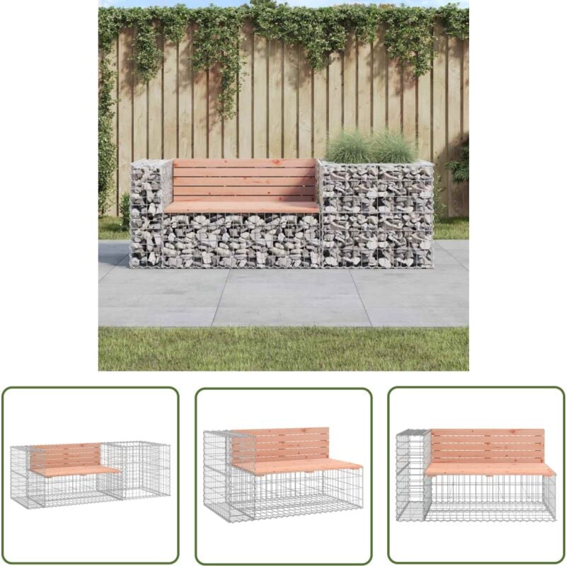 The Living Store - Banc de jardin avec panier en gabion bois massif de douglas - Banc De Jardin - Mobilier De Jardin - Siège De Jardin - Banc En