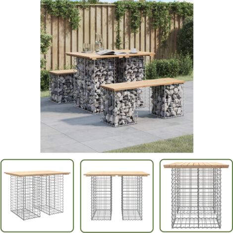The Living Store Banc de jardin design de gabion 100x70x72 cm bois massif de pin - Banc De Jardin - Mobilier De Jardin - Banc Extérieur - Meuble De Jardin - Banc Design