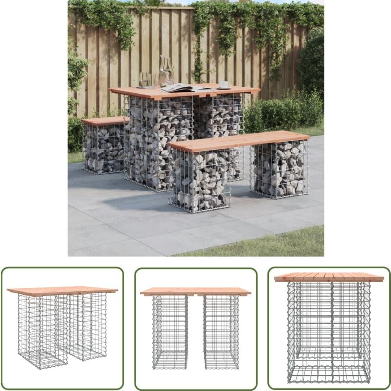 The Living Store - Banc de jardin design gabion 100x70x72cm bois massif de douglas - Banc De Jardin - Mobilier De Jardin - Banc Extérieur - Terrasse