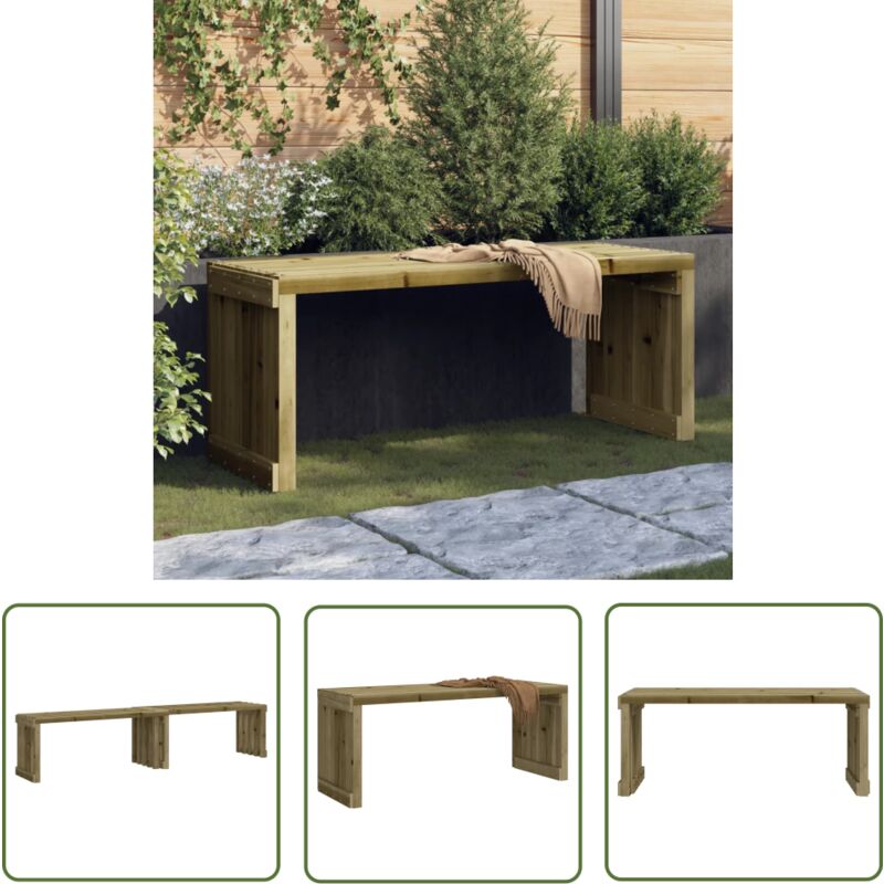 The Living Store - Banc de jardin extensible 212,5x40,5x45 cm bois de pin imprégné - Banc De Jardin - Banc Extérieur - Mobilier De Jardin - Chaise