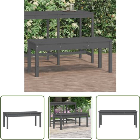 The Living Store Banc de jardin gris 109x44x45 cm bois massif de pin - Banc De Jardin - Banc Extérieur - Mobilier De Jardin - Chaise Longue - Meubles De Jardin