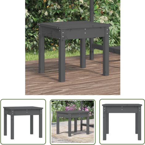 The Living Store Banc de jardin gris 50x44x45 cm bois massif de pin - Banc De Jardin - Banc Extérieur - Mobilier De Jardin - Chaise Longue - Meubles De Jardin