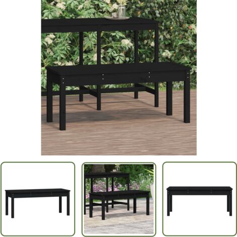 The Living Store Banc de jardin noir 109x44x45 cm bois massif de pin - Banc De Jardin - Banc Extérieur - Mobilier De Jardin - Chaise Longue - Meubles De Jardin