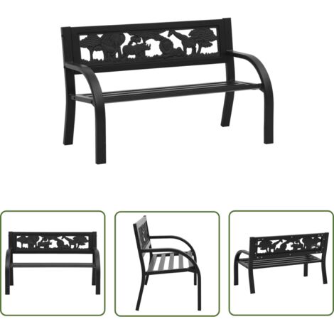 The Living Store Banc de jardin pour enfants 86 cm acier - Banc Enfant - Mobilier De Jardin - Banc Extérieur - Siège Enfant - Décoration Jardin