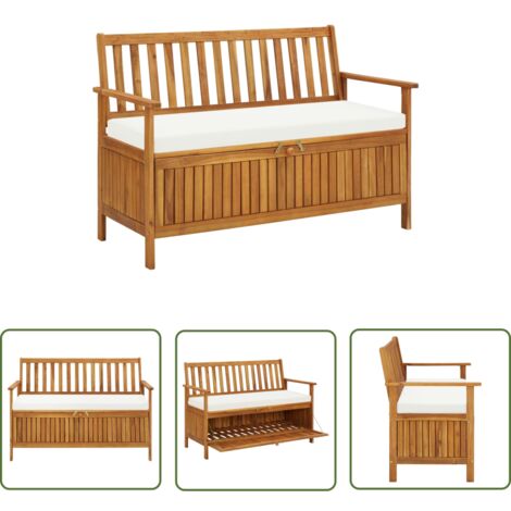 The Living Store Banc de rangement de jardin Bois d'acacia solide 120x63x84 cm - Banc De Jardin - Banc De Rangement - Mobilier De Jardin - Meubles De Jardin - Acacia