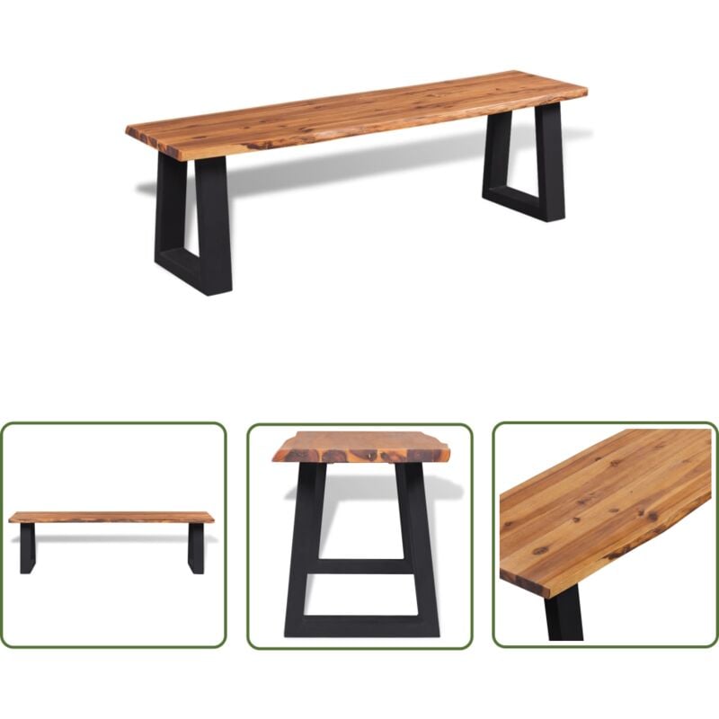 Banc en bois d'acacia massif 145 cm - Banc Industriel - Banc Design - Banc Acacia - Meuble Salle à Manger - Mobilier Salon - The Living Store