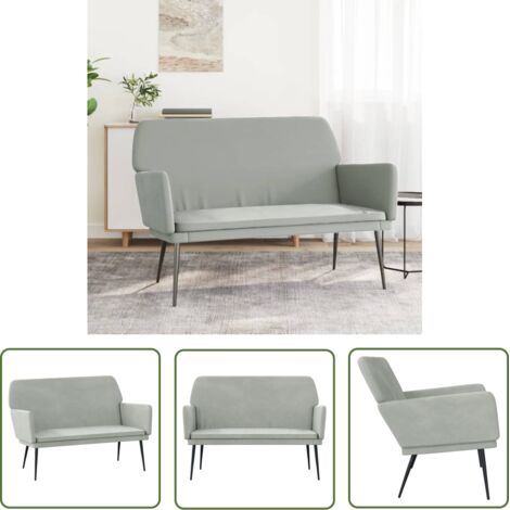 The Living Store Banc Gris clair 108x79x79 cm Velours - Banc Design - Banc Velours - Meuble Salon - Canapé Banquette - Chaise Longue