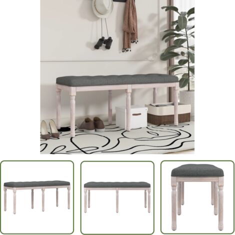The Living Store Banc Gris foncé 110x40x49 cm Tissu - Banc Entrée - Banc Design - Banc Tissu - Banc Style Français - Mobilier Intérieur