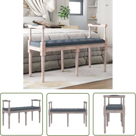 The Living Store Banc Gris foncé 110x40x70 cm Velours - Banc Entrée - Banc Velours - Banc Design - Mobilier Salon - Meuble Rangement