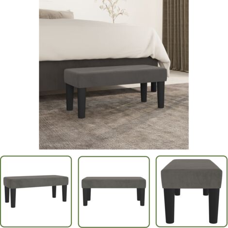 The Living Store Banc Gris foncé 70x30x30 cm Velours - Banc Design - Banc Moderne - Banc Velours - Banc Entrée - Meuble Rangement