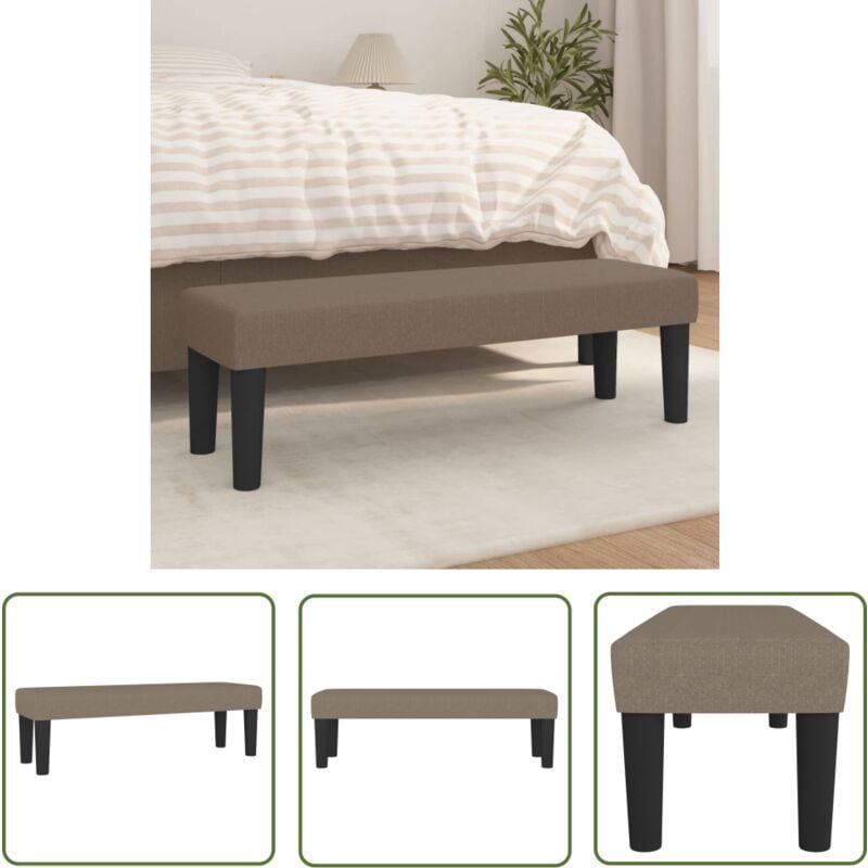 Prolenta Premium - The Living Store Banc Taupe 100x30x30 cm Tissu - Banc Design - Banc Moderne - Banc Entrée - Banc Salle à Manger - Banc Chambre