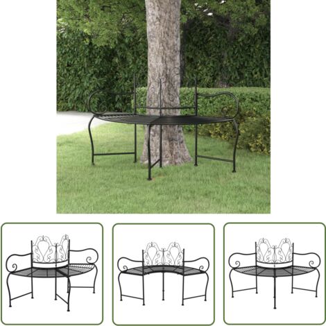 The Living Store Banc tour d'arbre 150 cm Noir Acier - Banc Jardin - Banc Tour D'arbre - Mobilier Jardin - Chaise De Jardin - Fauteuil Jardin