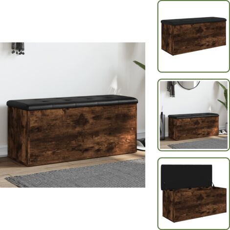 The Living Store Banco almacenaje madera ingeniería roble ahumado 102x42x45 cm - Banco de pasillo
