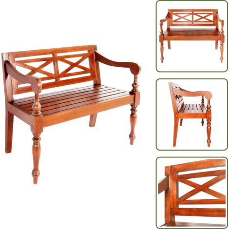 The Living Store Banco Batavia madera maciza de caoba marrón oscuro 98 cm - Banco de caoba