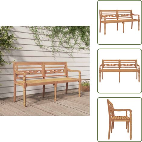 The Living Store Banco Batavia madera maciza de teca 150 cm - Banco de madera