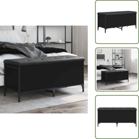 The Living Store Banco con almacenaje madera de ingeniería negro 102x42x45 cm - Banco de pasillo