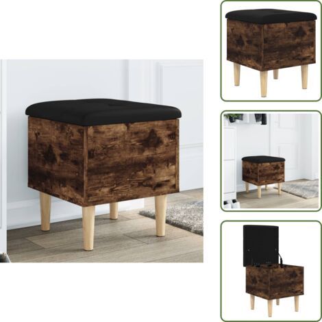 The Living Store Banco con almacenaje madera ingeniería roble ahumado 42x42x46cm - Banco de pasillo