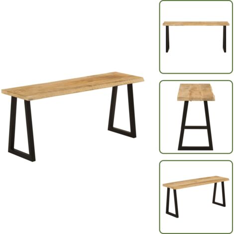 The Living Store Banco con borde natural de madera de mango maciza 105 cm - Banco de mango