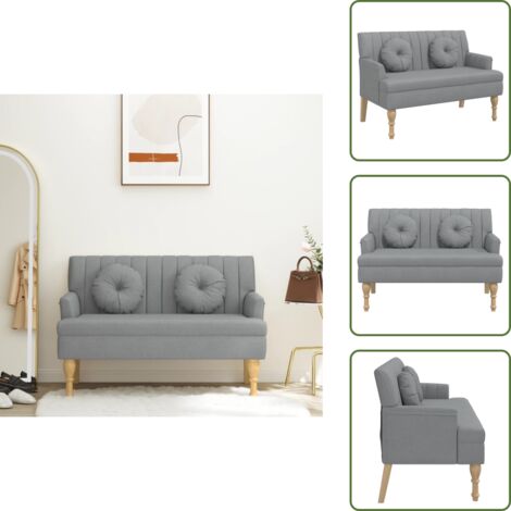 The Living Store Banco con cojines tela gris claro 113x64,5x75,5 cm - Banco de tela