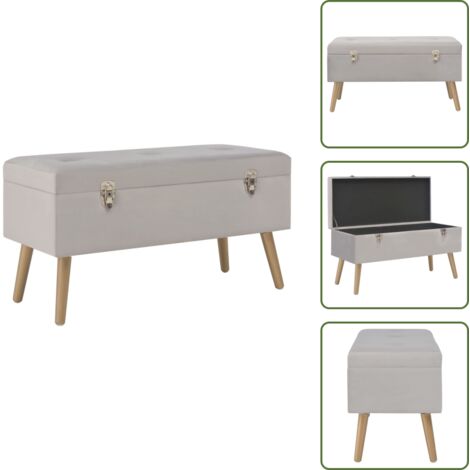 The Living Store Banco con compartimento de terciopelo gris 80 cm - Banco con compartimento