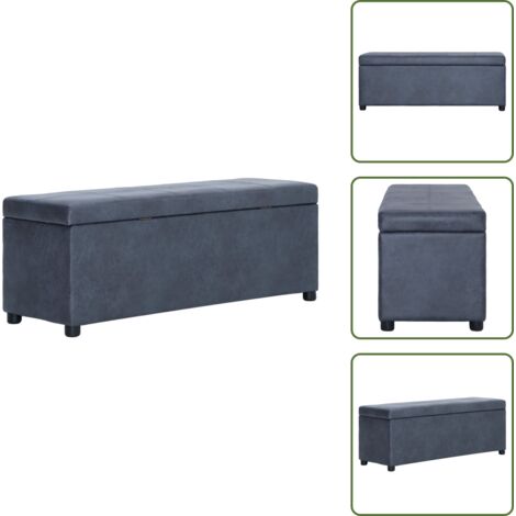 The Living Store Banco con espacio de almacenaje 116 cm piel ante sintética gris - Banco decorativo