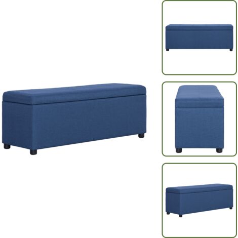 The Living Store Banco con espacio de almacenaje 116 cm poliéster azul - Banco decorativo