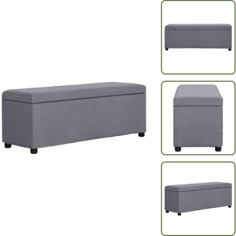 The Living Store Banco con espacio de almacenaje 116 cm poliéster gris claro - Banco decorativo