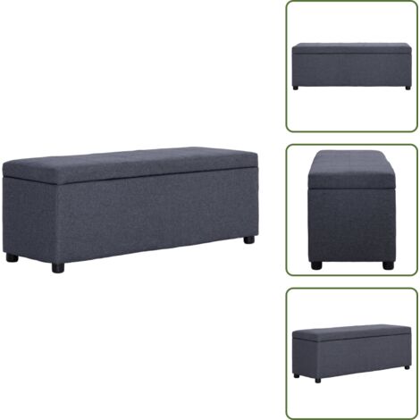 The Living Store Banco con espacio de almacenaje 116 cm poliéster gris oscuro - Banco decorativo