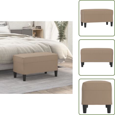 The Living Store Banco de cuero sintético color capuchino 70x35x41 cm - Banco de pie