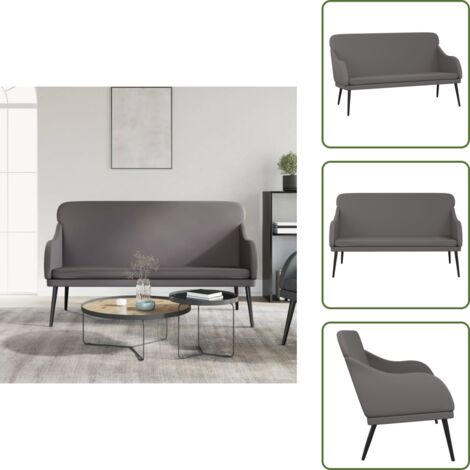 The Living Store Banco de cuero sintético gris 110x76x80 cm - Banco gris
