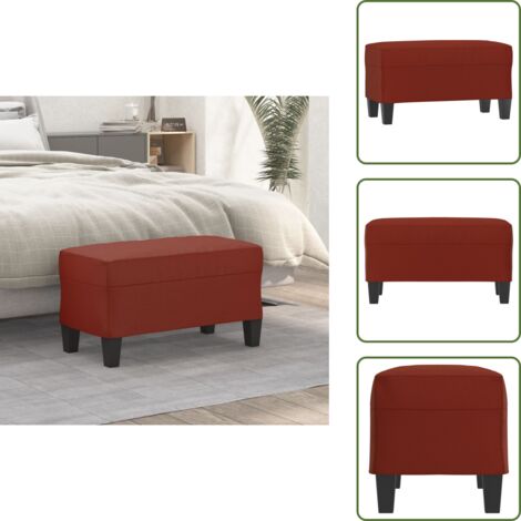 The Living Store Banco de cuero sintético rojo vino tinto 70x35x41 cm - Banco de pie