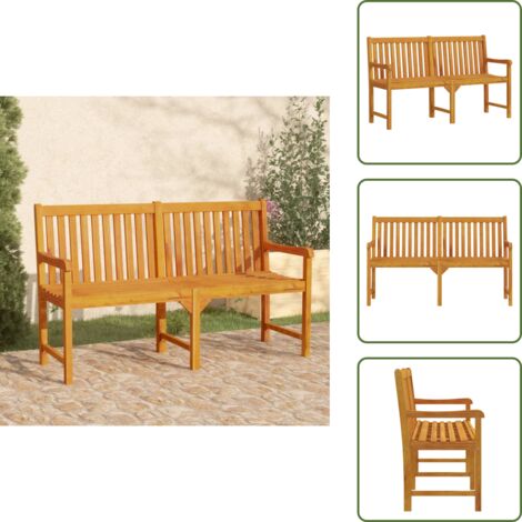 The Living Store Banco de jardín 150 cm madera maciza de acacia - Banco de exterior