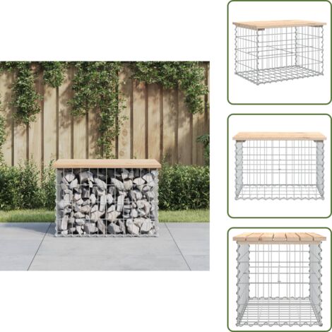 The Living Store Banco de jardín diseño gaviones madera maciza pino 63x44x42 cm - Banco de exterior