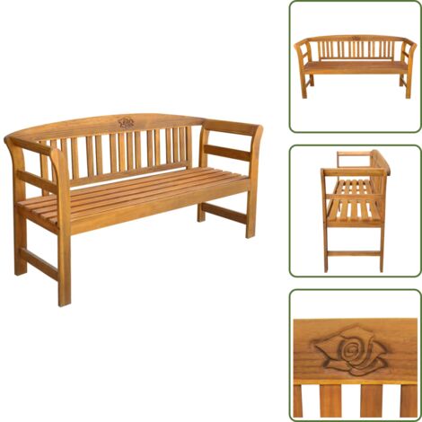 The Living Store Banco de jardín madera maciza de acacia 157 cm - Banco de madera