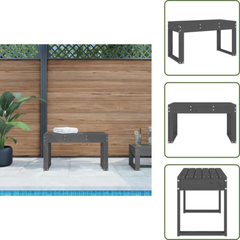 The Living Store Banco de jardín madera maciza de pino gris 80x38x45 cm - Banco de exterior