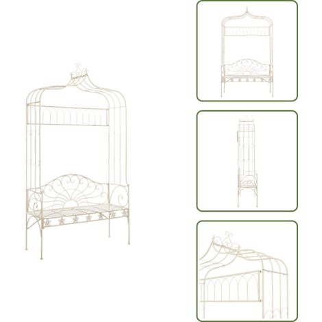 The Living Store Banco de jardín metal blanco envejecido 122 cm - Banco de hierro