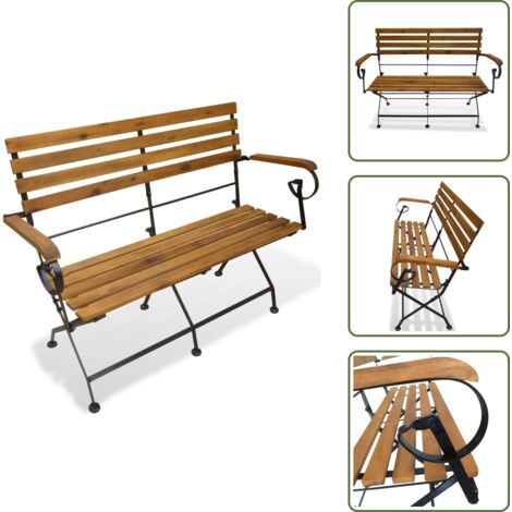 The Living Store Banco de jardín plegable madera maciza de acacia 112 cm - Banco plegable